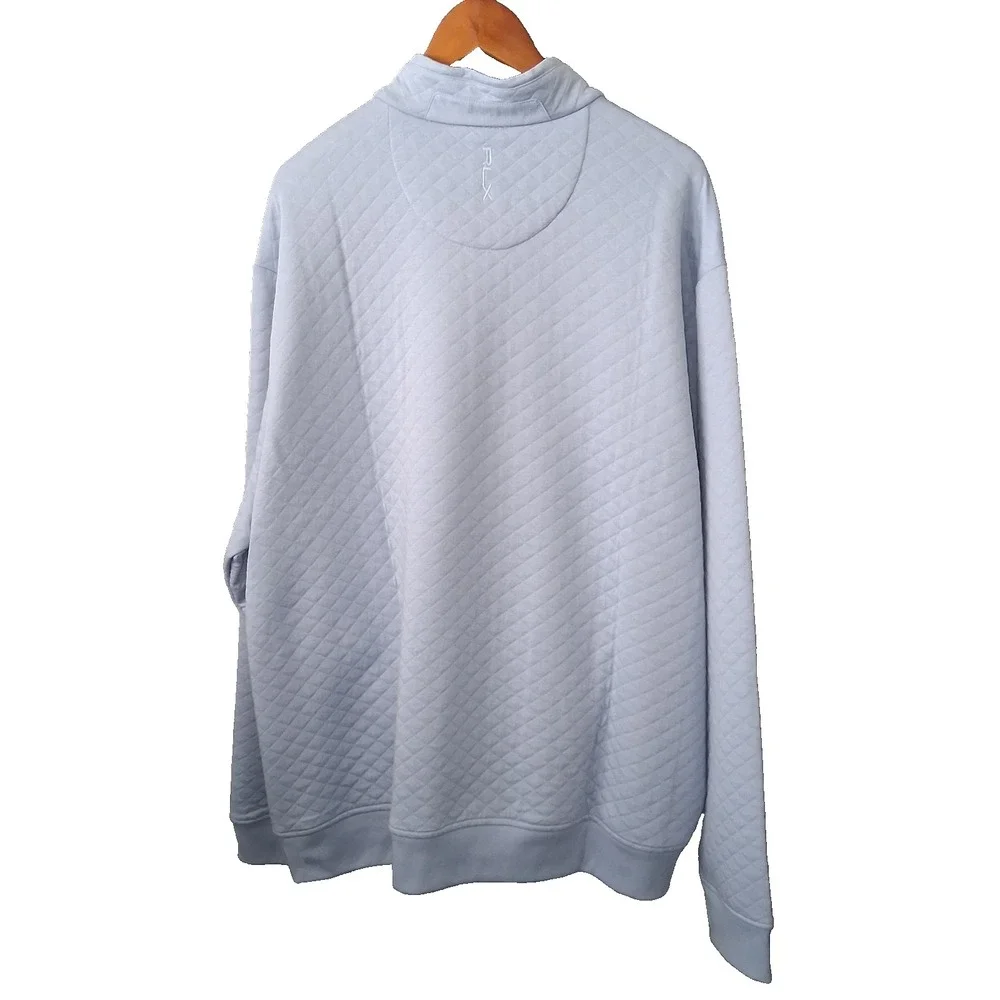 NWT RLX Ralph Lauren Quilted Quarter-Zip Pullover Blue Sweater Men's 3XL $175.00